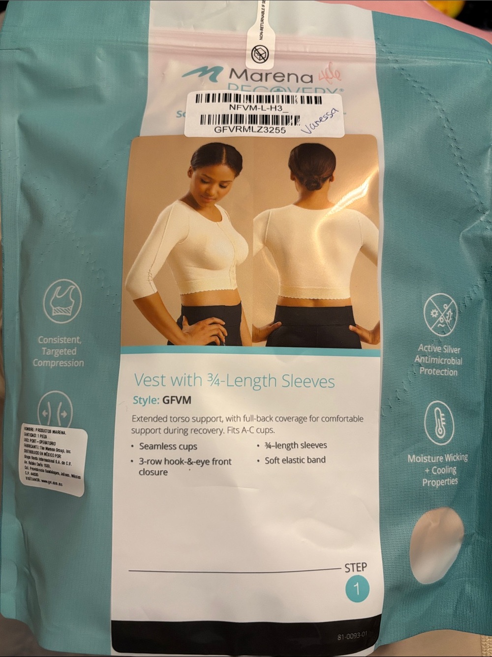 Marena Recovery Women’s 3/4-Sleeve Compression Vest in Cream